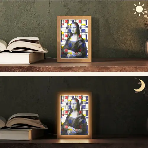 Mona Lisa - Mondriaan - Oude Meesters Light Box met kabel (Tafellamp) klein -sfeer3