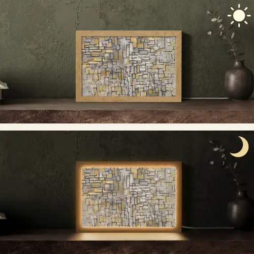 Mondriaan - Kunst - Oude meesters - Tableau I Light Box met kabel (Tafellamp) klein -sfeer3