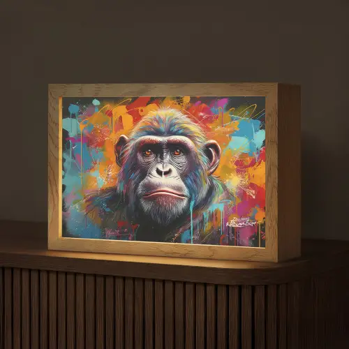 Aap - Gorilla - Graffiti - Dieren - Kleuren Light Box met kabel (Tafellamp) klein -z3d_website