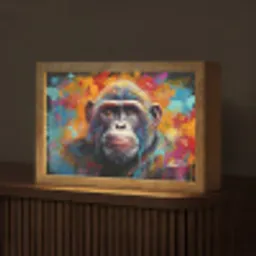 Aap - Gorilla - Graffiti - Dieren - Kleuren Light Box met kabel (Tafellamp) klein -z3d_website
