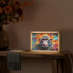 Aap - Gorilla - Graffiti - Dieren - Kleuren Light Box met kabel (Tafellamp) klein -sfeer4