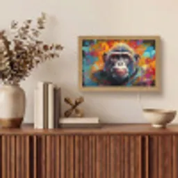 Aap - Gorilla - Graffiti - Dieren - Kleuren Light Box met kabel (Tafellamp) klein -sfeer2