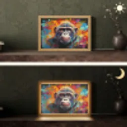 Aap - Gorilla - Graffiti - Dieren - Kleuren Light Box met kabel (Tafellamp) klein -sfeer3