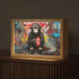 Aap - Graffiti - Dieren - Kunst - Flesje - Kleuren Light Box met kabel (Tafellamp) klein -z3d_website