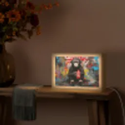 Aap - Graffiti - Dieren - Kunst - Flesje - Kleuren Light Box met kabel (Tafellamp) klein -sfeer4