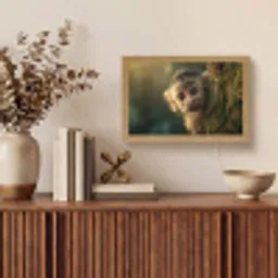 Aap - Boomstronk - Bruin Light Box met kabel (Tafellamp) klein -sfeer2