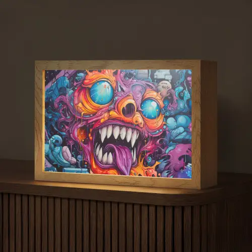 Monster - Graffiti - Kleuren - Oranje Light Box met kabel (Tafellamp) klein -z3d_website
