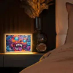 Monster - Graffiti - Kleuren - Oranje Light Box met kabel (Tafellamp) klein -sfeer1