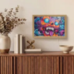 Monster - Graffiti - Kleuren - Oranje Light Box met kabel (Tafellamp) klein -sfeer2