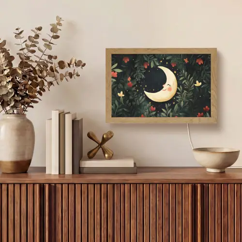 Maan - Bloemen - Nachthemel Light Box met kabel (Tafellamp) klein -sfeer2