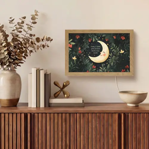 Maan - Quote - Bloemen - Sterren Light Box met kabel (Tafellamp) klein -sfeer2