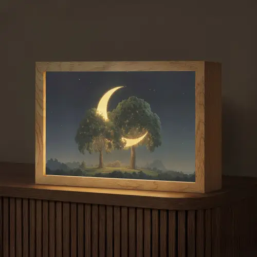Maan - Bomen - Rust Light Box met kabel (Tafellamp) klein -z3d_website