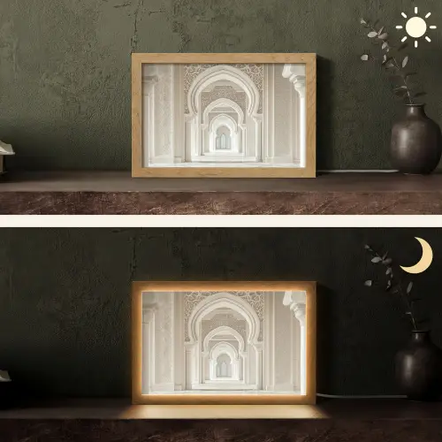 Moskee - Architectuur - Ramadan - Islamitische Light Box met kabel (Tafellamp) klein -sfeer3