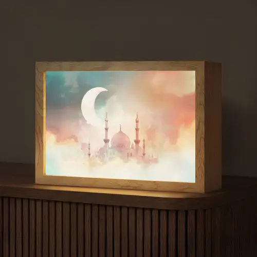 Moskee - Kleurrijke wolken - Arabisch - Ramadan - Islamitische Light Box met kabel (Tafellamp) klein -z3d_website