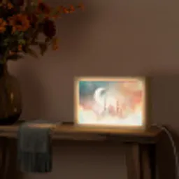 Moskee - Kleurrijke wolken - Arabisch - Ramadan - Islamitische Light Box met kabel (Tafellamp) klein -sfeer4