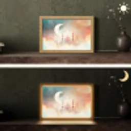 Moskee - Kleurrijke wolken - Arabisch - Ramadan - Islamitische Light Box met kabel (Tafellamp) klein -sfeer3