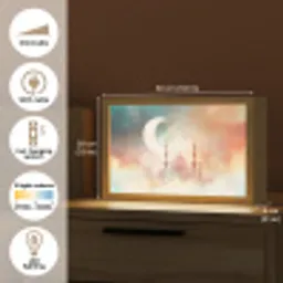 Moskee - Kleurrijke wolken - Arabisch - Ramadan - Islamitische Light Box met kabel (Tafellamp) klein -USP_EN