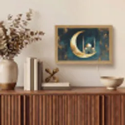 Moskee - Halve maan - Goud - Ramadan - Islamitische Light Box met kabel (Tafellamp) klein -sfeer2