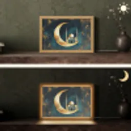 Moskee - Halve maan - Goud - Ramadan - Islamitische Light Box met kabel (Tafellamp) klein -sfeer3