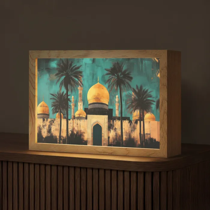 Moskee - Goud - Arabisch - Islamitische Light Box met kabel (Tafellamp) klein -z3d_website