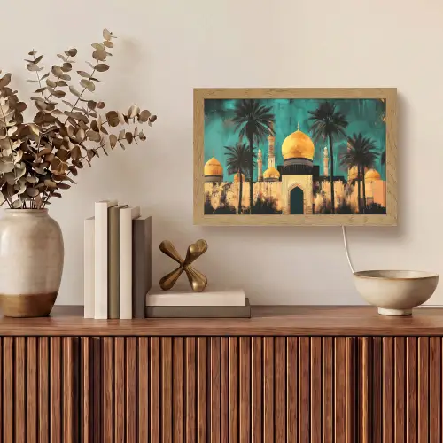Moskee - Goud - Arabisch - Islamitische Light Box met kabel (Tafellamp) klein -sfeer2