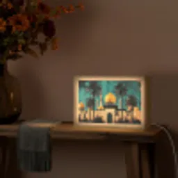 Moskee - Goud - Arabisch - Islamitische Light Box met kabel (Tafellamp) klein -sfeer4