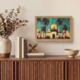 Moskee - Goud - Arabisch - Islamitische Light Box met kabel (Tafellamp) klein -sfeer2