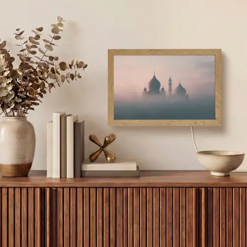 Moskee - Minaretten - mist - Islamitisch Light Box met kabel (Tafellamp) klein -sfeer2