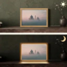 Moskee - Minaretten - mist - Islamitisch Light Box met kabel (Tafellamp) klein -sfeer3