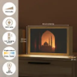 Moskee - Oranje lucht - Islamitisch Light Box met kabel (Tafellamp) klein -USP_EN