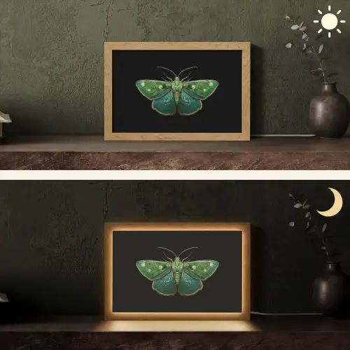 Mot - Levendig - Groen Light Box met kabel (Tafellamp) klein -sfeer3