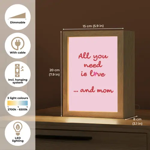 Moeder - Love - Tekst - Rood Light Box met kabel (Tafellamp) klein -USP_EN