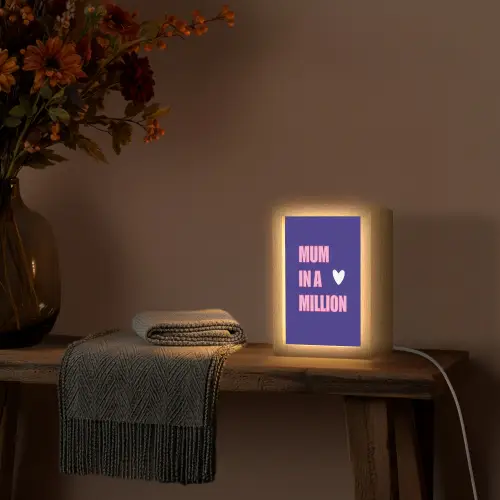 Moeder - Tekst - Blauw - Hartje Light Box met kabel (Tafellamp) klein -sfeer4