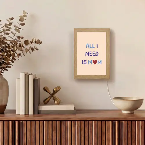 Moeder - Tekst - Hartje - Rood Light Box met kabel (Tafellamp) klein -sfeer2