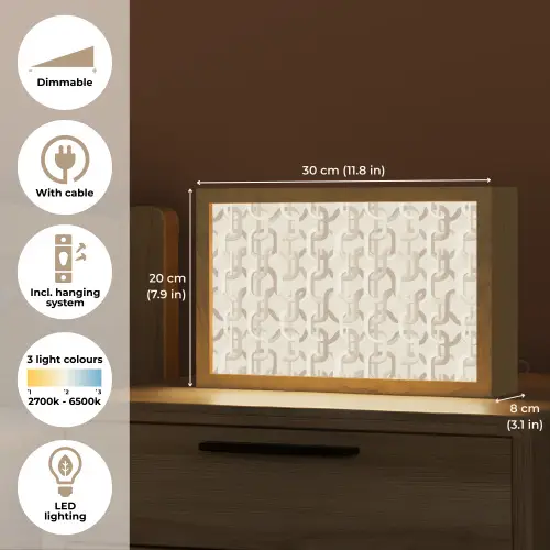 Motief - Abstract - Beige Light Box met kabel (Tafellamp) klein 924 -USP_EN