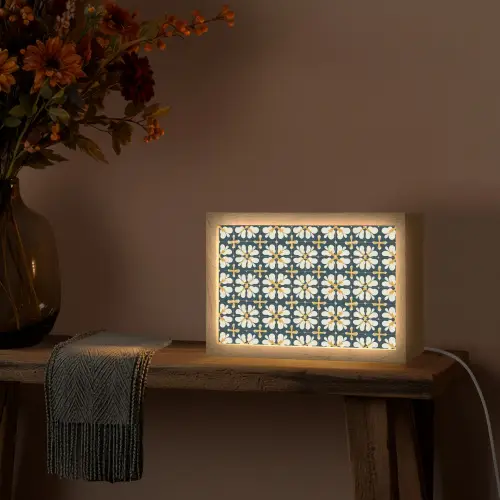 Motief - Tegel - Okergeel Light Box met kabel (Tafellamp) klein 924 -sfeer4