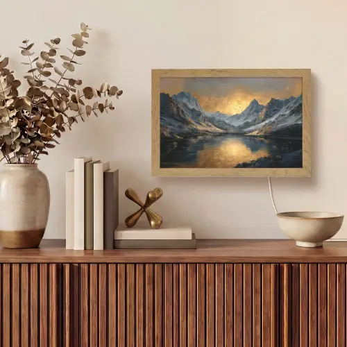 Berglandschap met Gouden Zonsondergang Light Box met kabel (Tafellamp) klein -sfeer2