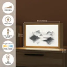 Bergen - Mistig - Water - Wit Light Box met kabel (Tafellamp) klein -USP_EN