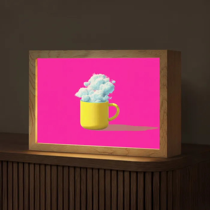 Mok - Wolken - Roze - Minimalitisch Light Box met kabel (Tafellamp) klein -z3d_website