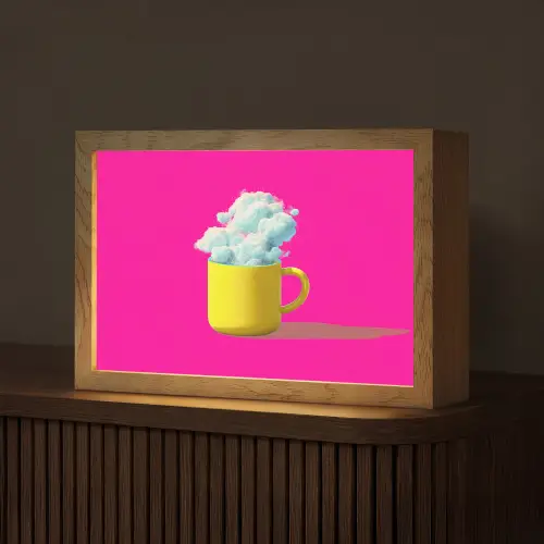Mok - Wolken - Roze - Minimalitisch Light Box met kabel (Tafellamp) klein -z3d_website