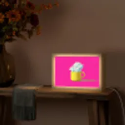 Mok - Wolken - Roze - Minimalitisch Light Box met kabel (Tafellamp) klein -sfeer4