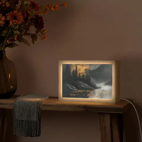 Natuur - Abstract - Landschap - Modern Light Box met kabel (Tafellamp) klein -sfeer4