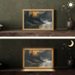 Natuur - Abstract - Landschap - Modern Light Box met kabel (Tafellamp) klein -sfeer3