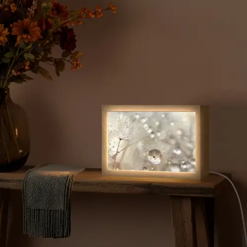 Natuur - Bloemen - Druppels - Regen Light Box met kabel (Tafellamp) klein -sfeer4