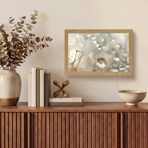 Natuur - Bloemen - Druppels - Regen Light Box met kabel (Tafellamp) klein -sfeer2