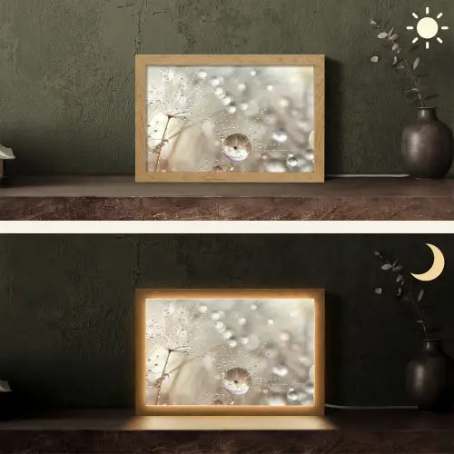 Natuur - Bloemen - Druppels - Regen Light Box met kabel (Tafellamp) klein -sfeer3