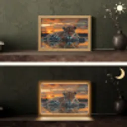 Natuur - Luipaard - Dier - Zonsondergang - Modern Light Box met kabel (Tafellamp) klein -sfeer3