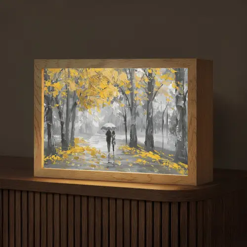 Natuur - Geel - Park - Zwart - Wit Light Box met kabel (Tafellamp) klein -z3d_website