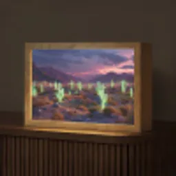 Neon cactussen - Woestijn - Zonsondergang Light Box met kabel (Tafellamp) klein -z3d_website