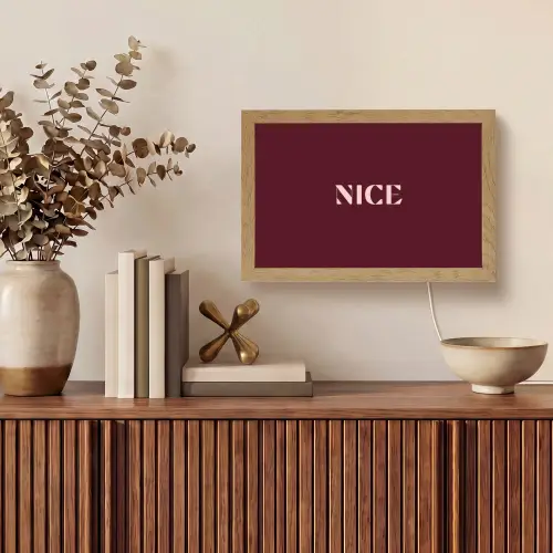 Nice - Bordeaux - Roze Light Box met kabel (Tafellamp) klein -sfeer2